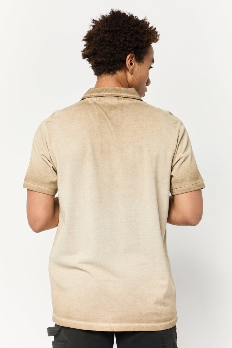 Celio Men Regular Fit Solid Short Sleeve Polo Shirt, Light Beige - Image 4